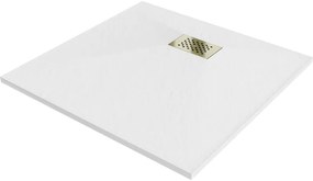 Mexen Hugo négyzetes zuhanytálca SMC 70 x 70 cm, fehér, arany burkolattal - 42107070-G
