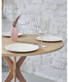 Kerek bővíthető étkezőasztal kőrisfa dekoros asztallappal 45x90 cm Jubi – Ragaba
