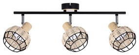 Fekete-krémszínű mennyezeti lámpa fém-rattan búrával ø 12 cm Tajga – Candellux Lighting