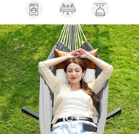 Hintaágy állvánnyal, 5 állítható magasság, szürke, 210 x 150 cm