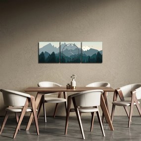 Kép - Hegyek grafikus szemmel (órával) (90x30 cm)