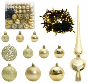 Mesterséges, előre világított karácsonyfa gömb szettel 210 cm