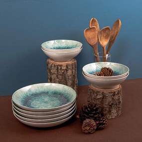 18 db-os étkészlet, batikolt mintás, türkiz - AQUATIQUE