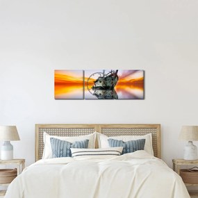 Kép - Napkelte egy hajóroncs felett (órával) (90x30 cm)