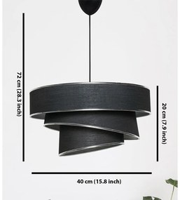 Fekete-ezüstszínű függőlámpa textil búrával ø 40 cm Couper – Opviq lights
