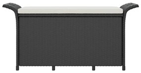 fekete polyrattan kerti pad párnával 116 x 46 x 57 cm