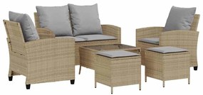 vidaXL 6 részes bézs polyrattan kerti ülőgarnitúra párnával