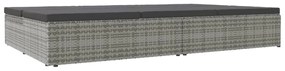 Sötétszürke polyrattan átalakítható napozóágy párnákkal