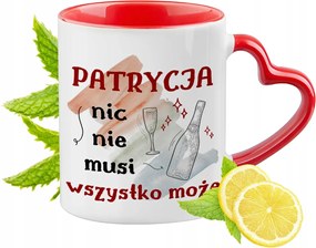 Patríciának Piros bögre szív alakú füllel Ajándék