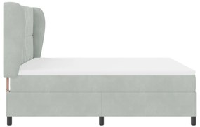 Boxspring Ágy Matracal - Világosszürke, 180x200 cm, Bársony