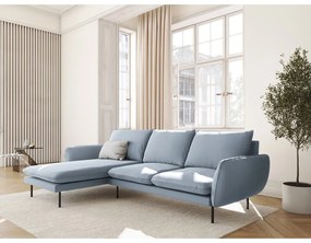 Világoskék bársony sarokkanapé (bal oldali) Vienna – Cosmopolitan Design