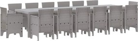vidaXL Kert étkező szett 15 pcs Világosszürke Polt rattan