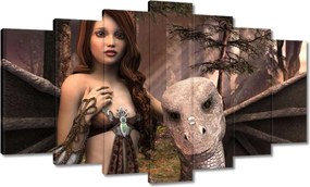 Vászonkép 140x80 Lány a sárkánnyal