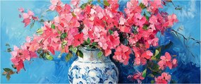 Kép - Váza rózsaszín virágokkal (120x50 cm)