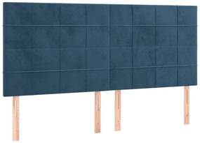 4 db sötétkék bársony fejtámla 80 x 5 x 78/88 cm