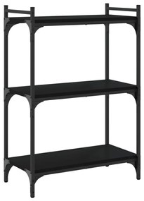 3 szintes fekete szerelt fa könyvespolc 60x30x86 cm