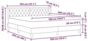 Boxspring Ágy Mattal Világosszürke 180x200 cm Bársony