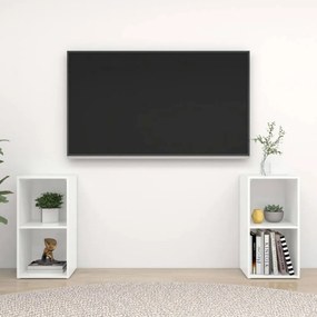 2 db magasfényű fehér forgácslap tv-szekrény 72 x 35 x 36,5 cm