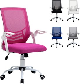 Vinsetto Ergonomikus Irodai Szék Forgószék Magasságállító Felhajtható Kartámlával Légáteresztő Lumbális Támasszal 62,5x55x94-104 cm Rózsaszín | Aosom