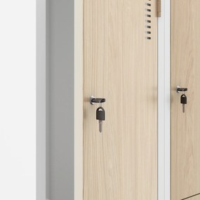 Fém öltözőszekrény JULIA, 800 x 1850 x 450 mm, Eco Design: fehér/sonoma tölgy