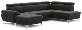 CATANIA U alakú, jobbos, grafit sarok ülőgarnitúra tárolóval, ággyá nyitható
