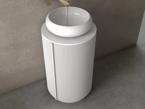 AREZZO design SORAYA 40 cm-es kerek, álló alsószekrény, fehér mosdópulttal, 1 ajtó, matt fehér