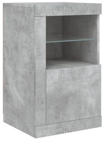 betonszürke tálalószekrény LED-világítással 164 x 37 x 67 cm