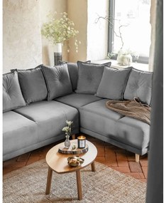 Szürke kordbársony kinyitható sarokkanapé (jobb oldali) Lazy Lukka – Miuform