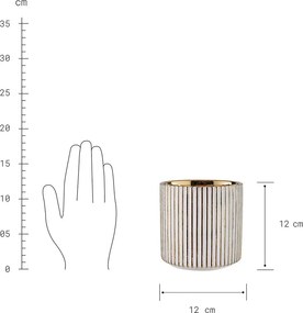 GOLDIE kaspó, fehér-arany csíkos Ø12cm