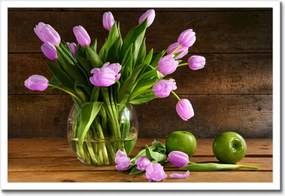 Poszter keretben 60x40 Lila tulipánok