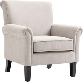 HOMCOM Kárpitozott Relax Karosszék Karfával, Levehető és Mosható Ülőfelülettel, Fa Lábakkal Modern Stílusú Hálószobához, Terhelhetőség 150 kg, 79x78x8