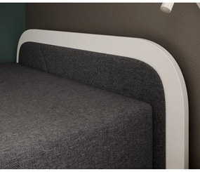 Fehér-sötétszürke kárpitozott-forgácslemez ágyneműtartós egyszemélyes ágy matraccal 80x190 cm Parys – ELTAP