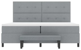 vidaXL Boxspring ágy matraccal és padal világosszürke 200x200 cm szövet