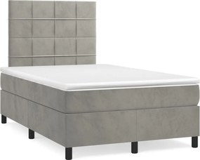 vidaXL világosszürke bársony rugós ágy matraccal 120 x 200 cm