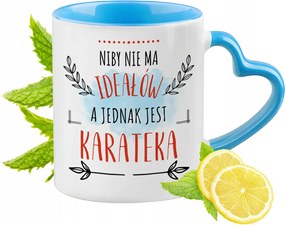 Karatésoknak Kék Bögre Szív Alakú Füllel Ajándék