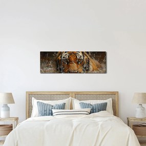 Kép - Portré egy tigris a vízben (órával) (90x30 cm)