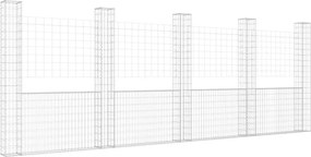 vidaXL U-alakú vas gabionkosár 5 oszloppal 500 x 20 x 200 cm
