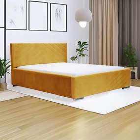 Kárpitozott ágy tárolóval és COOL matraccal 120x200 cm Sárga