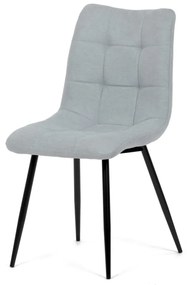 Scaun de sufragerie, material gri argintiu, picioare metalice negre
