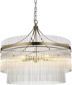 ENDON 99166 MARIETTA Glamour Függesztett Lámpa Antik Sárgaréz, Átlátszó E14 IP20