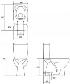 Cersanit ARTECO - WC kombi + antibakteriális ülőke lassan záródó funkcióval, függőleges hulladék, K667-076