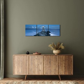 A világítótorony és a tenger képe (órával) (90x30 cm)