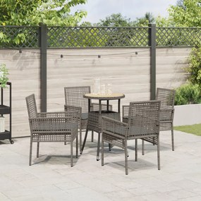 Étkező bútor szett 5-ös szett Szürke Rattan, Üveg Tartós