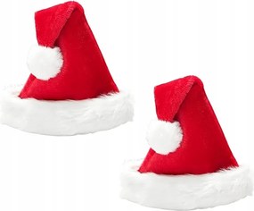 Mikulás sapka pomponnal puha plüss 2 db-os szett