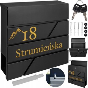 Fekete Modern Postaláda Arany Mintás Felirat