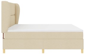 Krém Színű Boxspring Ágy Mattal 200x200 cm Textil