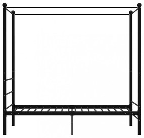 fekete fém baldachinos ágykeret 100 x 200 cm