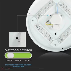 V-Tac 48 Cm 36W LED Csillogó Búrás Kör Mennyezeti Lámpa Állítható Színhőmérséklet -tel 3900 Lumen