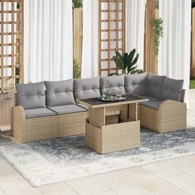 Kerti Kanapé Szett 7 pcs bézs és világosszürke 100 x 55 x 73 cm