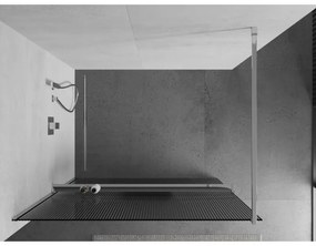Mexen Kioto, zuhanyparaván polccal és törölközőtartóval 110 x 200 cm, 8 mm-es üveg bordás mintával, króm profil, 800-110-121-01-09